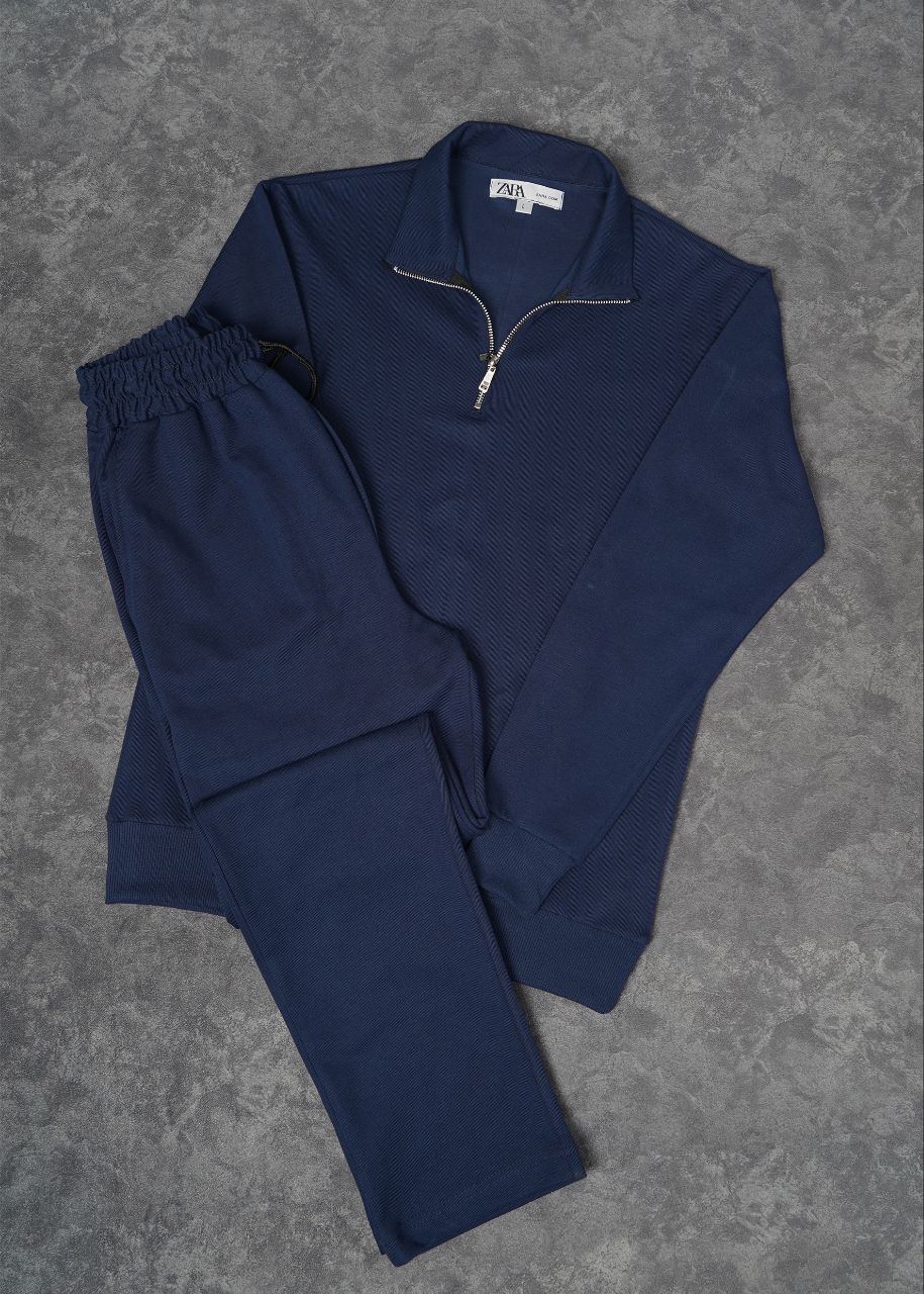 ست بلوز شلوار مردانه نیم زیپ پارچه سلانیک ماندانا